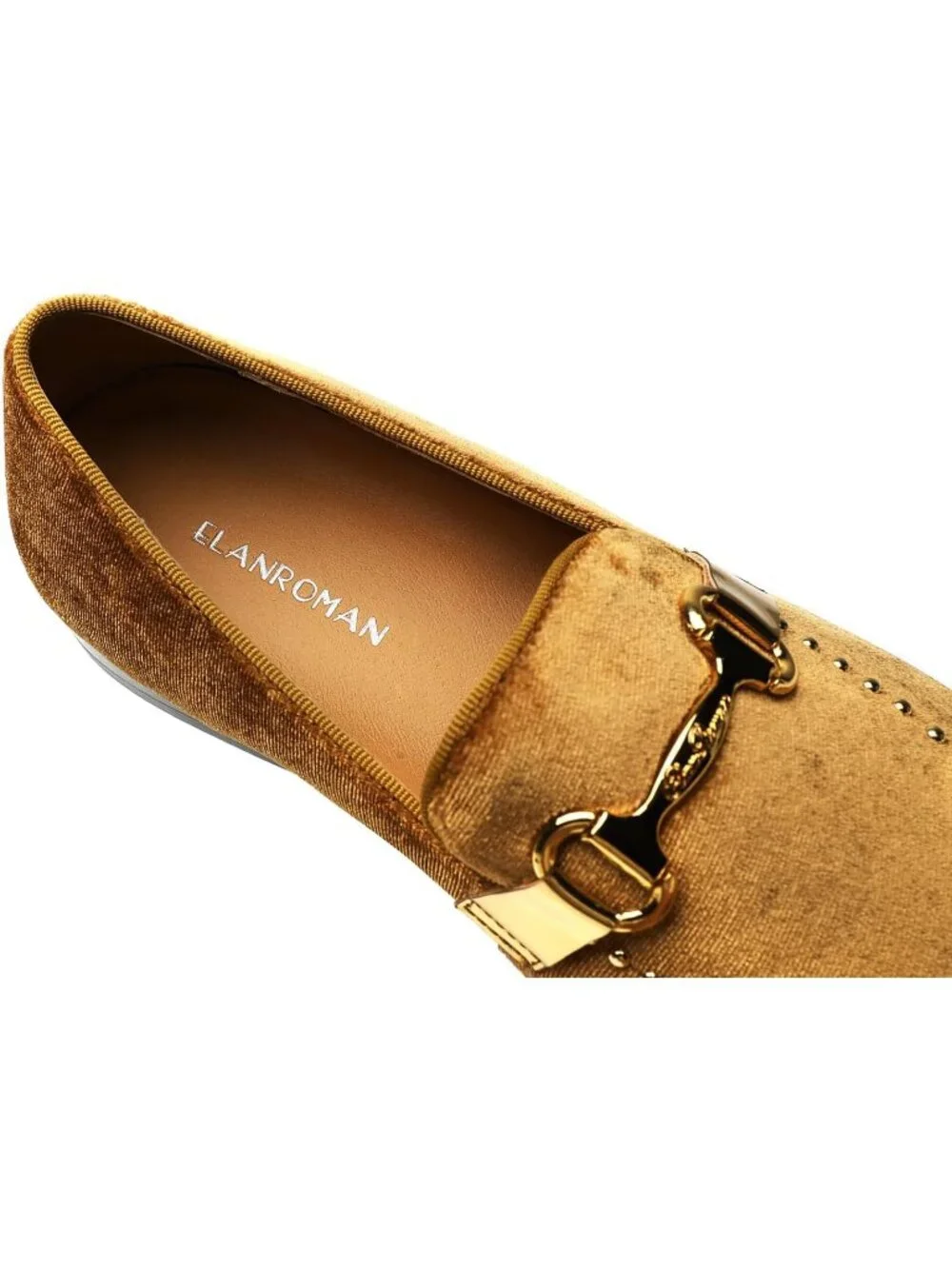 Men's Gold Velvet Patent Leather Studded Loafers Wedding Prom Party Shoes